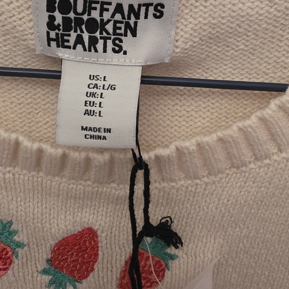 Cream Strawberry Embroidered Knit Tank from Rouffants & Broken Hearts - Picture 2 of 3